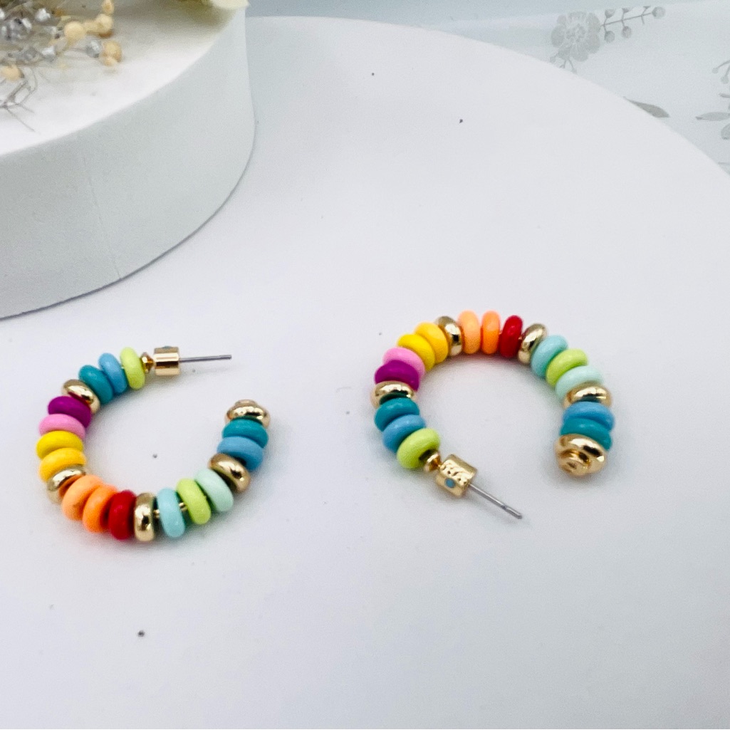Roxanne Assoulin Multi Color Beaded Hoop Earrings 58$